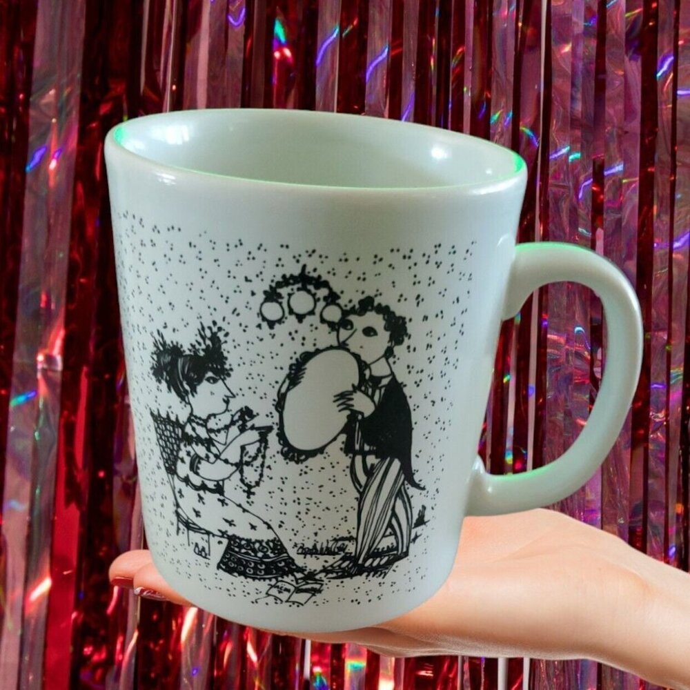 Vintage Bjorn Wiinblad September Saison Start Coffee Mug Black/White Danish Art